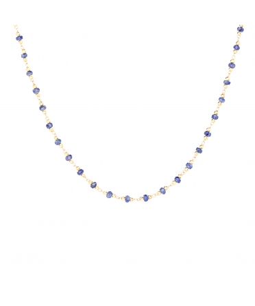 Gold necklace with faceted sapphires - 1