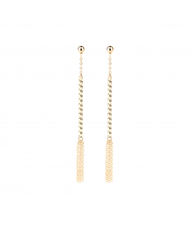 Gold long hanging stud earrings - 1