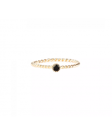 Gold spiral ring with black diamond - 1