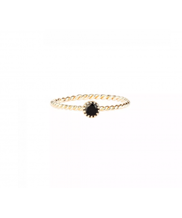 Gold spiral ring with black diamond - 1