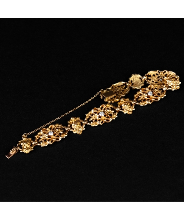 Złota bransoleta z brylantami w motywie floralnym, Paryż - 1