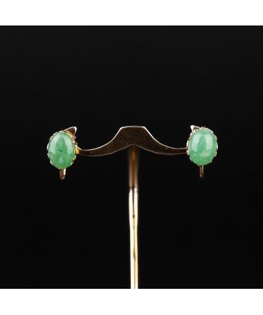 Gold earrings with jadeites with screws, 1950s - 1