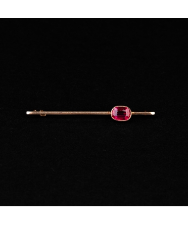 Gold brooch pin with synthetic ruby, Art Deco - 1