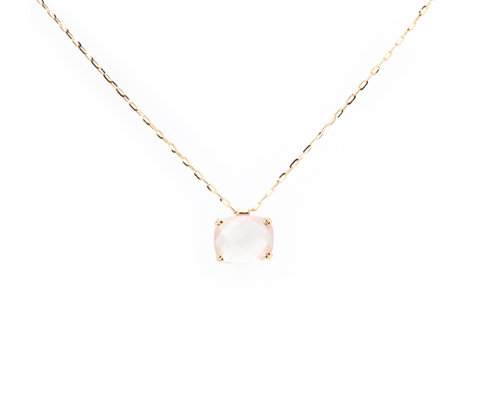 Gold Dolce Vita necklace with rose quartz - 1