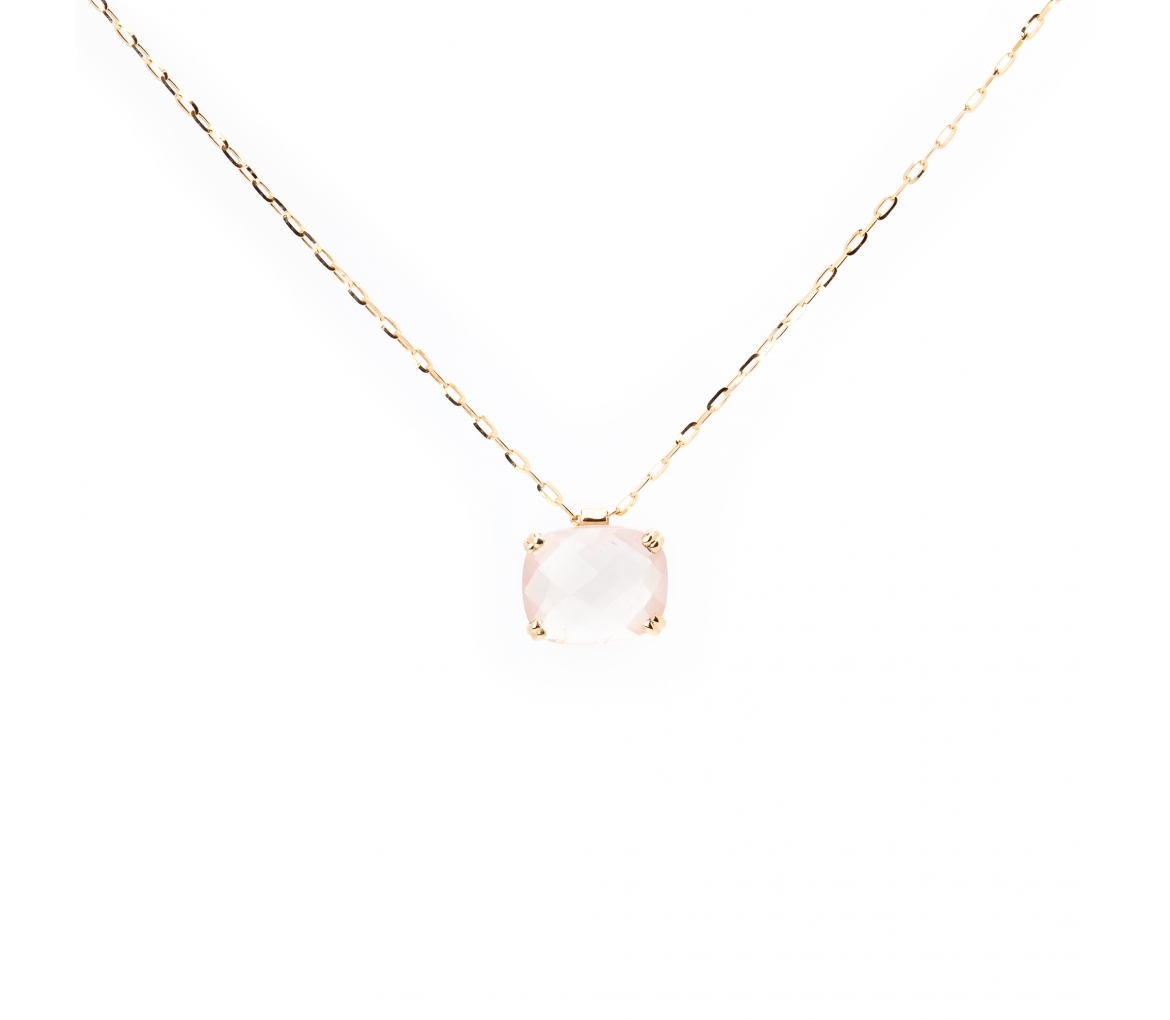 Gold Dolce Vita necklace with rose quartz - 1