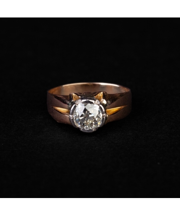 Złoty pierścionek z diamentem, vintage - 1