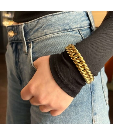 Gold vintage armor bracelet with a thick weave, Milano - 2