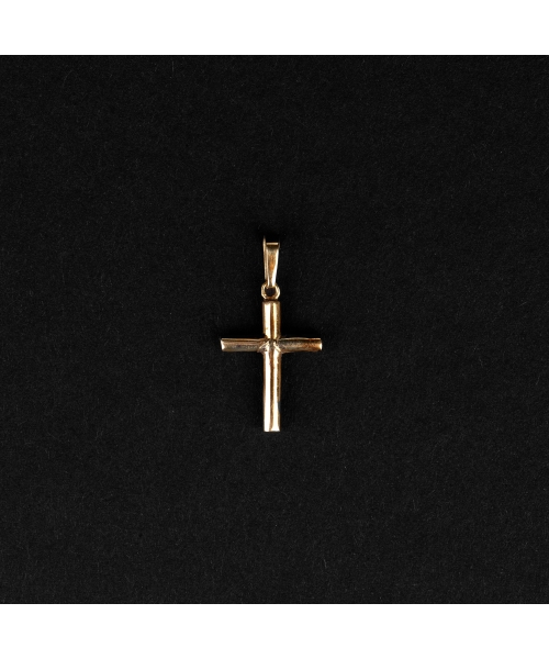 Gold vintage cross pendant with blue enamel - 2