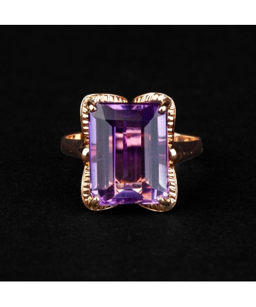 Gold ring with vintage amethyst - 1