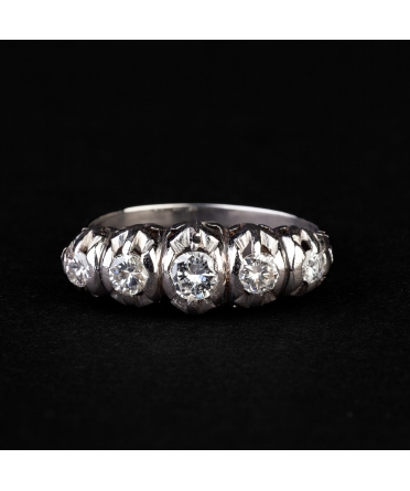 Platinum ring with diamonds, Art Deco - 1