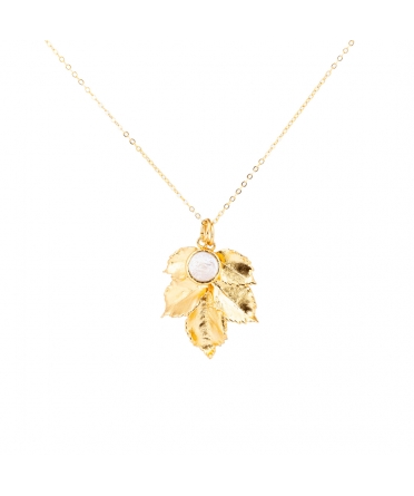 Goldplated bronze necklace with pearl and floral motif - 1